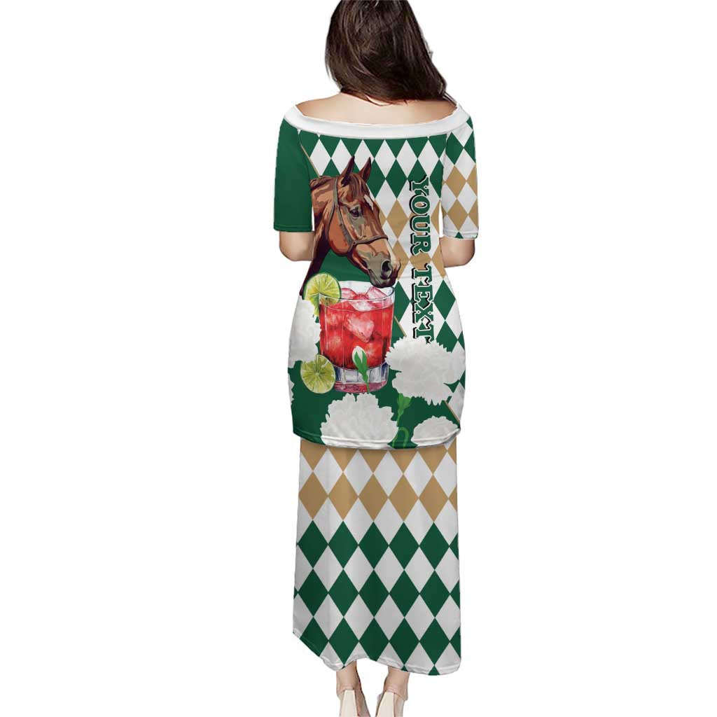 Personalized Belmont Horse Racing Puletasi Jewel Cocktail With White Carnations