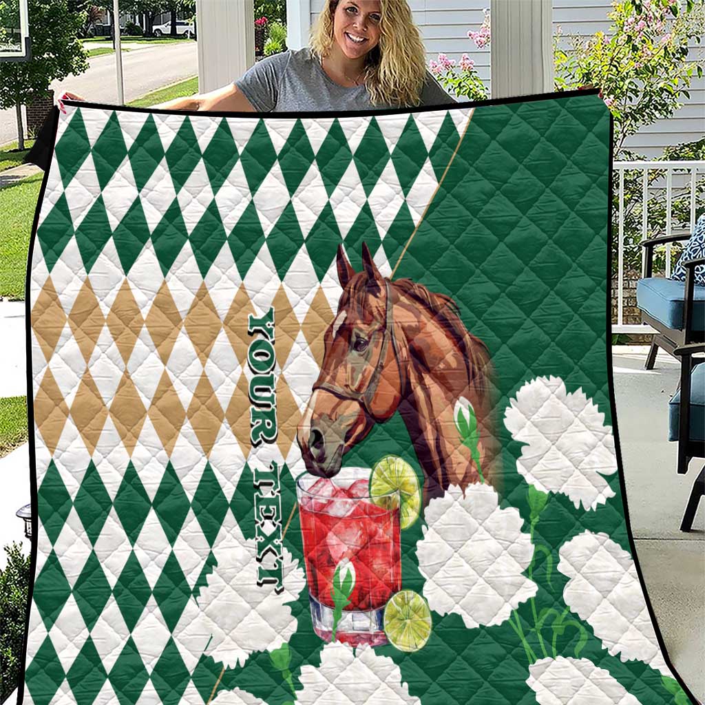 Personalized Belmont Horse Racing Quilt Jewel Cocktail With White Carnations