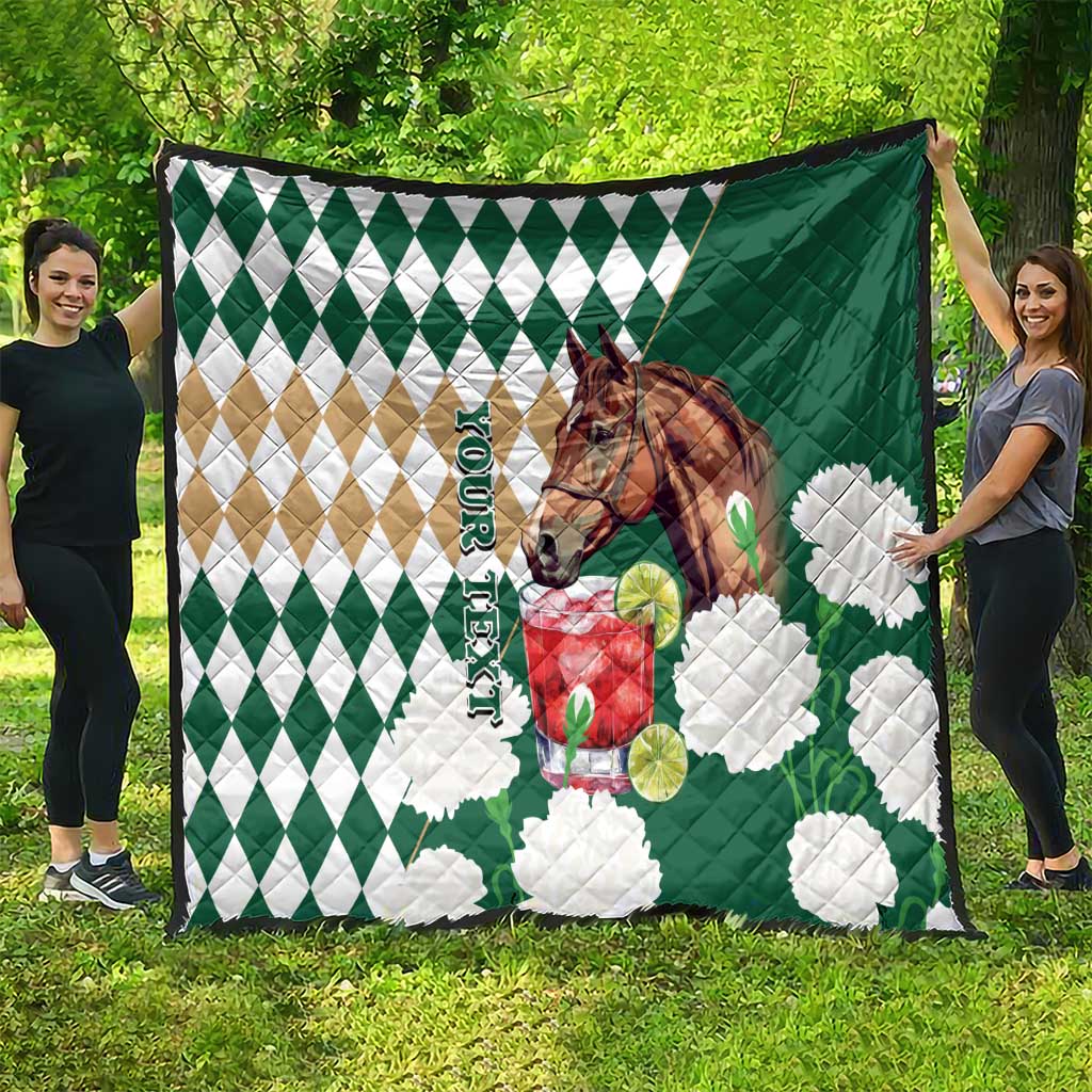 Personalized Belmont Horse Racing Quilt Jewel Cocktail With White Carnations