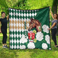 Personalized Belmont Horse Racing Quilt Jewel Cocktail With White Carnations
