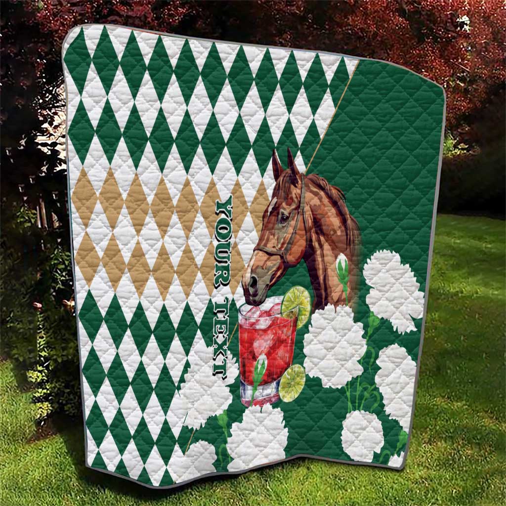 Personalized Belmont Horse Racing Quilt Jewel Cocktail With White Carnations