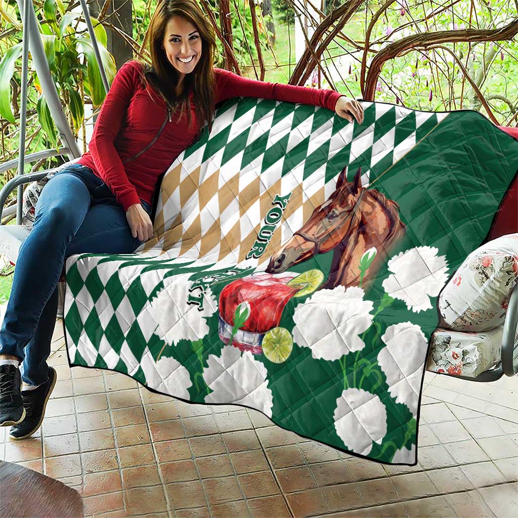Personalized Belmont Horse Racing Quilt Jewel Cocktail With White Carnations