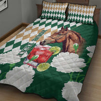 Personalized Belmont Horse Racing Quilt Bed Set Jewel Cocktail With White Carnations