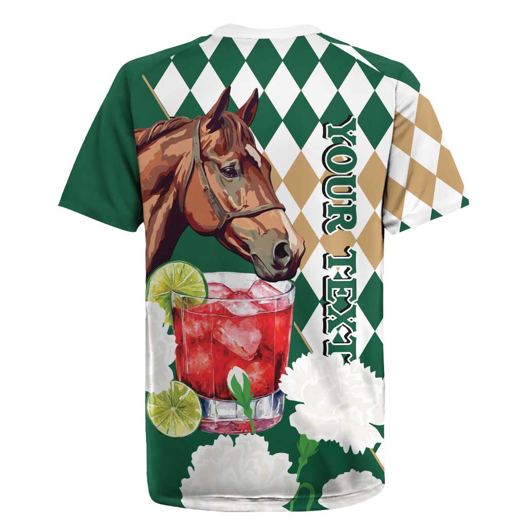 Personalized Belmont Horse Racing Rugby Jersey Jewel Cocktail With White Carnations