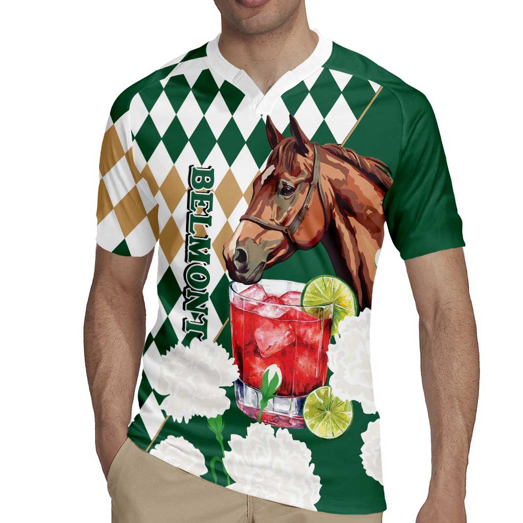 Personalized Belmont Horse Racing Rugby Jersey Jewel Cocktail With White Carnations