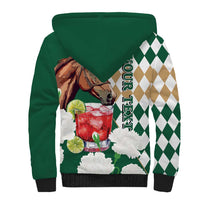 Personalized Belmont Horse Racing Sherpa Hoodie Jewel Cocktail With White Carnations