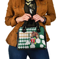 Personalized Belmont Horse Racing Shoulder Handbag Jewel Cocktail With White Carnations