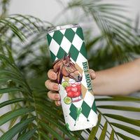 Personalized Belmont Horse Racing Skinny Tumbler Jewel Cocktail With White Carnations