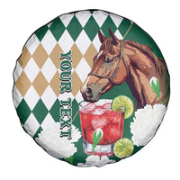 Personalized Belmont Horse Racing Spare Tire Cover Jewel Cocktail With White Carnations