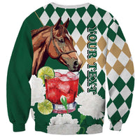 Personalized Belmont Horse Racing Sweatshirt Jewel Cocktail With White Carnations