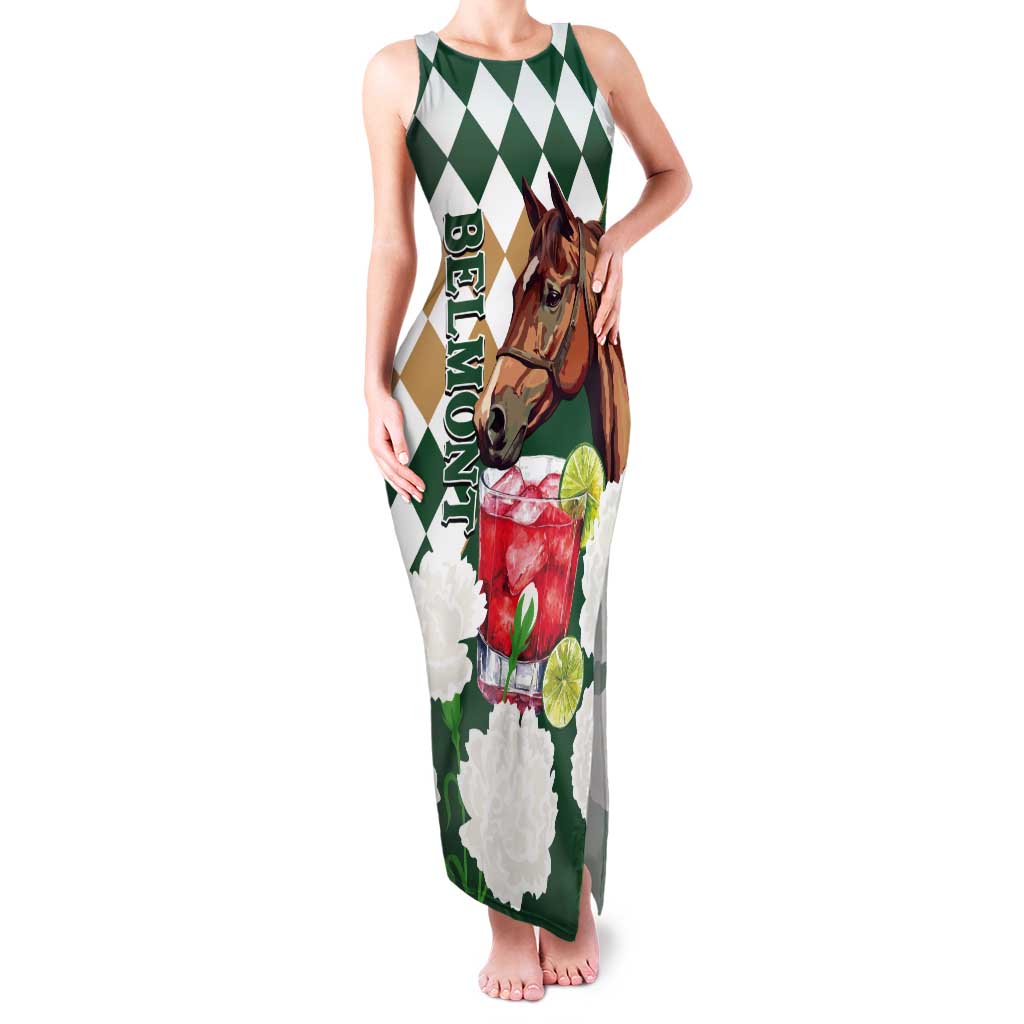 Personalized Belmont Horse Racing Tank Maxi Dress Jewel Cocktail With White Carnations