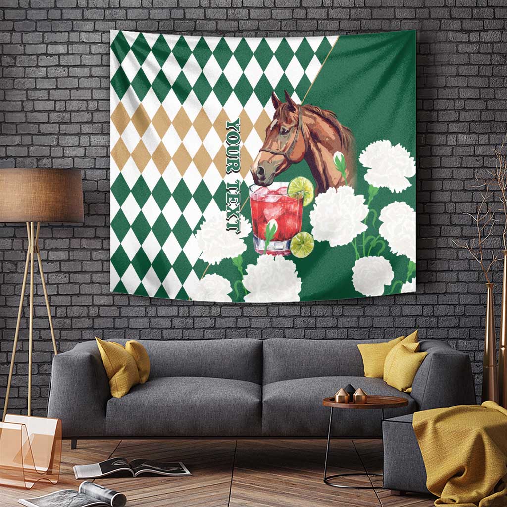 Personalized Belmont Horse Racing Tapestry Jewel Cocktail With White Carnations