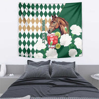 Personalized Belmont Horse Racing Tapestry Jewel Cocktail With White Carnations