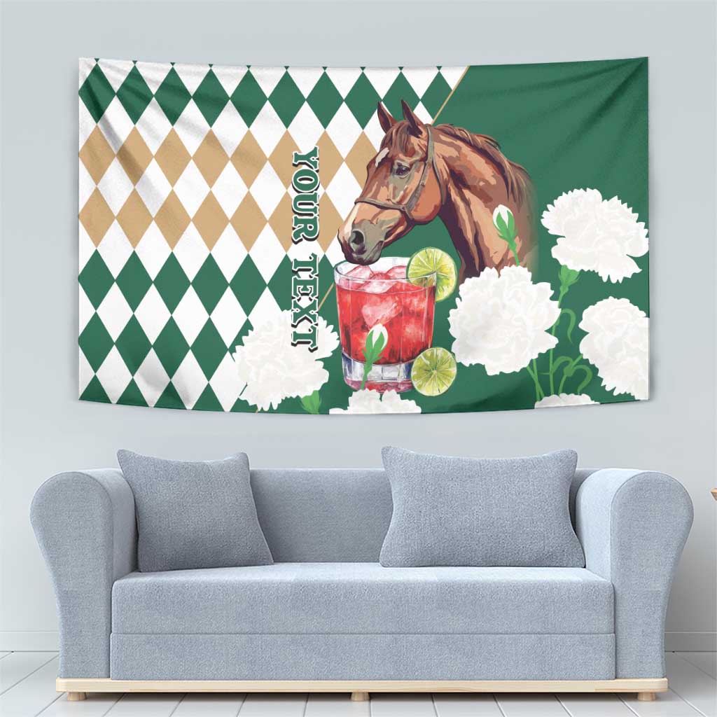 Personalized Belmont Horse Racing Tapestry Jewel Cocktail With White Carnations