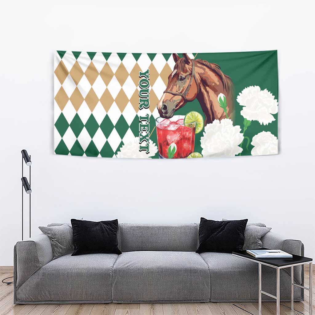 Personalized Belmont Horse Racing Tapestry Jewel Cocktail With White Carnations
