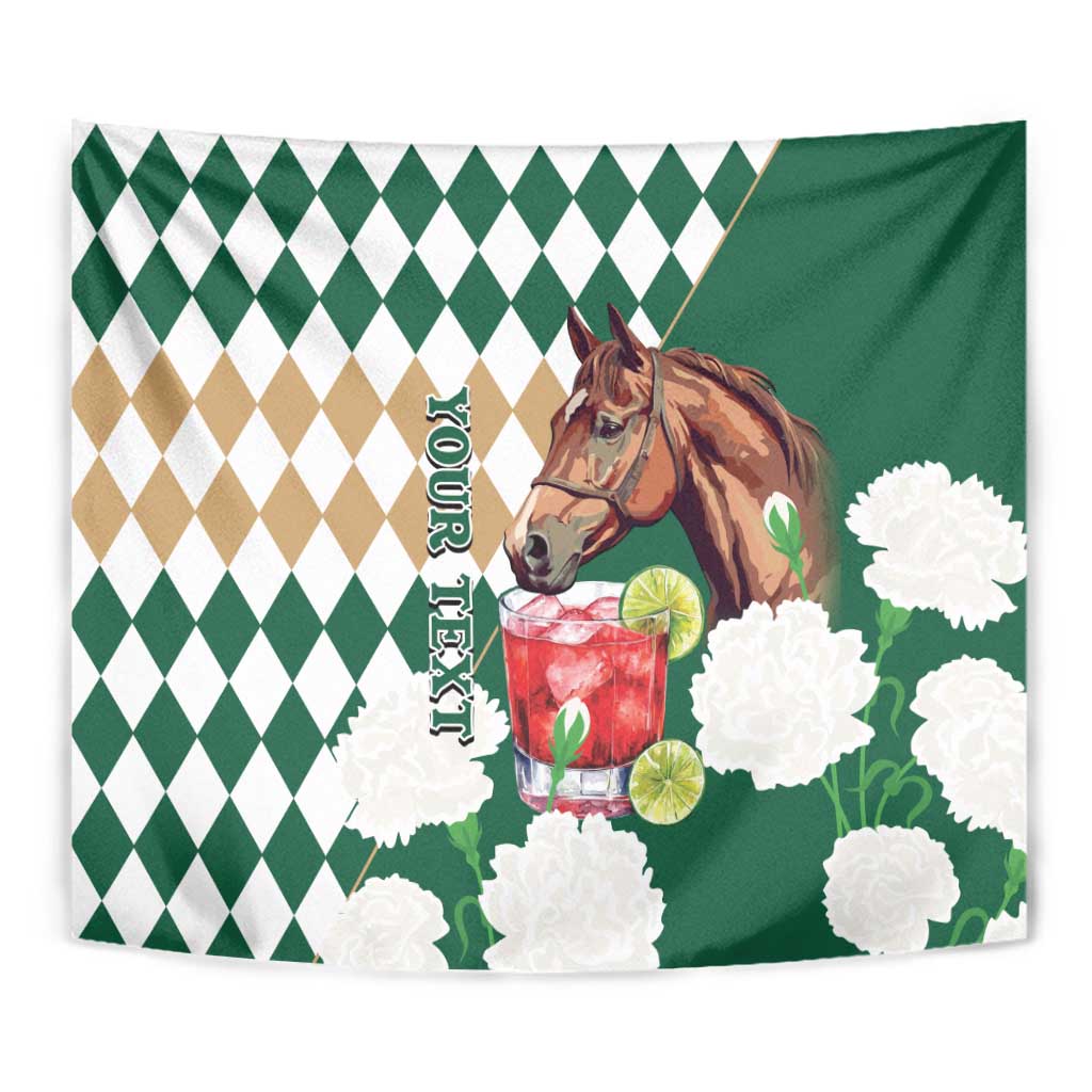Personalized Belmont Horse Racing Tapestry Jewel Cocktail With White Carnations