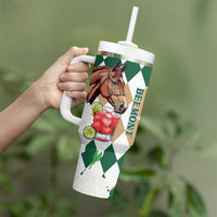 Personalized Belmont Horse Racing Tumbler With Handle Jewel Cocktail With White Carnations