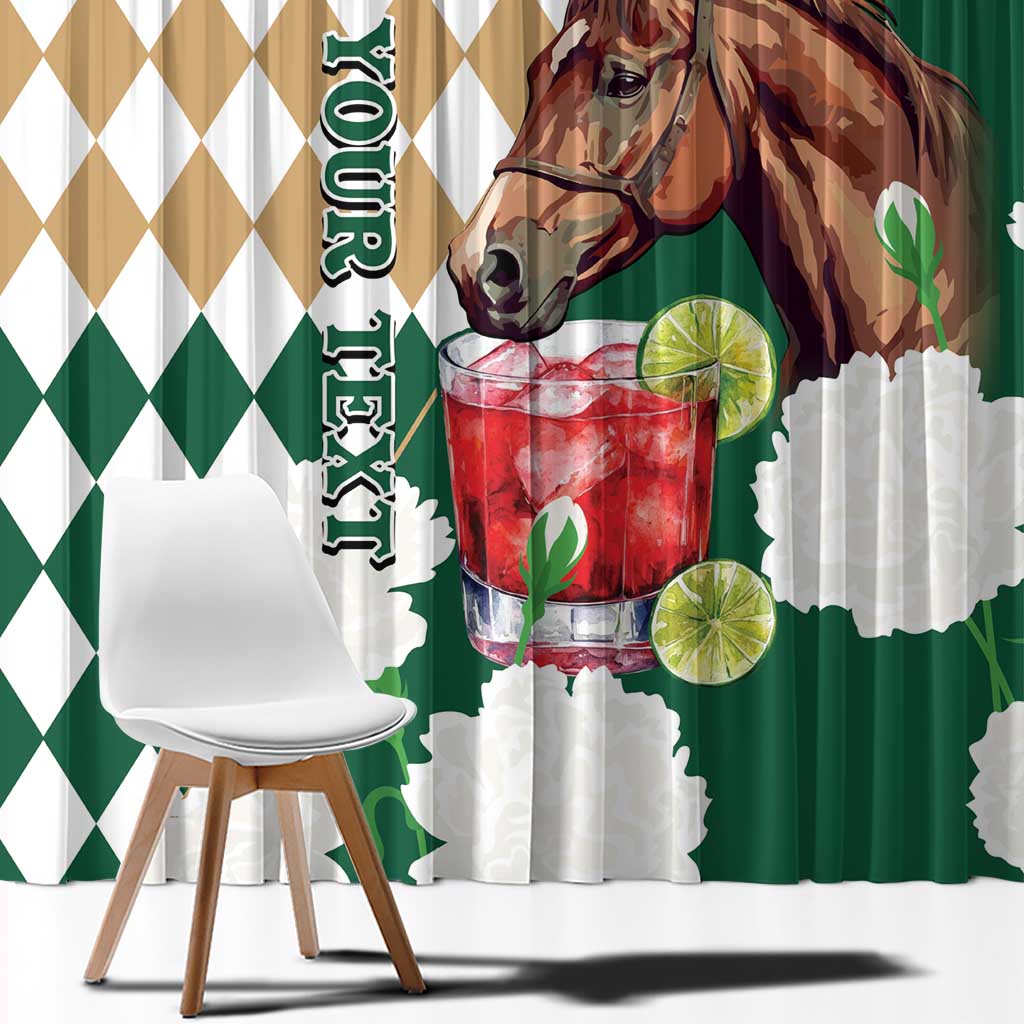 Personalized Belmont Horse Racing Window Curtain Jewel Cocktail With White Carnations