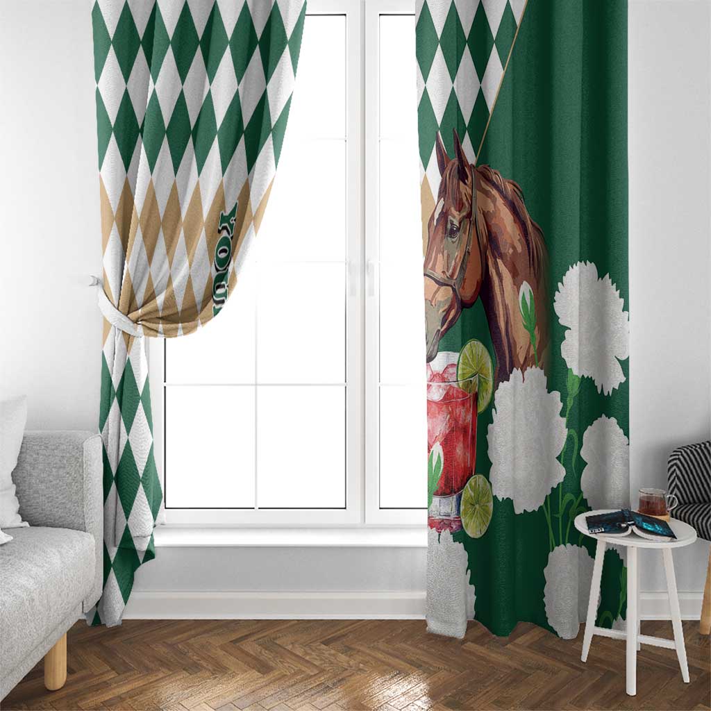 Personalized Belmont Horse Racing Window Curtain Jewel Cocktail With White Carnations