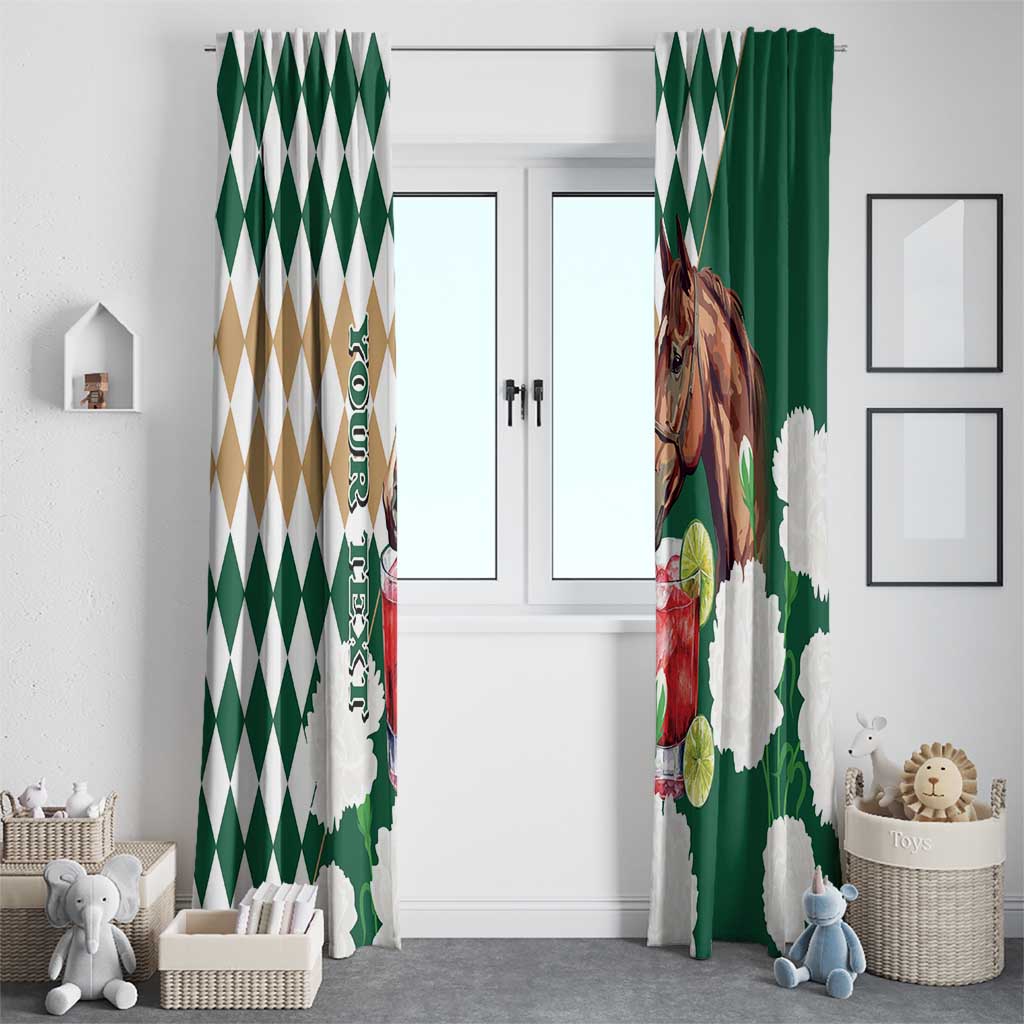 Personalized Belmont Horse Racing Window Curtain Jewel Cocktail With White Carnations