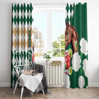 Personalized Belmont Horse Racing Window Curtain Jewel Cocktail With White Carnations