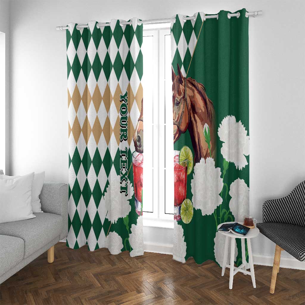 Personalized Belmont Horse Racing Window Curtain Jewel Cocktail With White Carnations