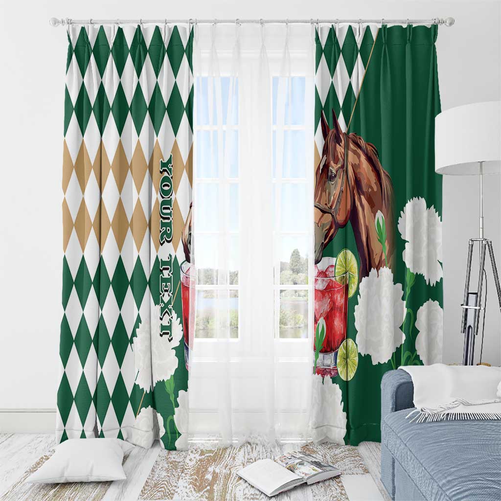 Personalized Belmont Horse Racing Window Curtain Jewel Cocktail With White Carnations