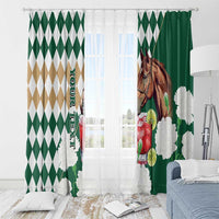 Personalized Belmont Horse Racing Window Curtain Jewel Cocktail With White Carnations