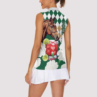 Personalized Belmont Horse Racing Women Sleeveless Polo Shirt Jewel Cocktail With White Carnations
