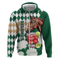 Personalized Belmont Horse Racing Zip Hoodie Jewel Cocktail With White Carnations