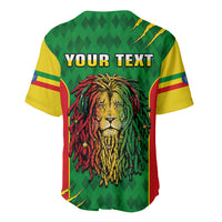 Personalised Ethiopia Baseball Jersey Men's Dreadlock Rasta Lion Headphones - Wonder Print Shop
