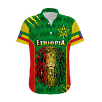 Personalised Ethiopia Hawaiian Shirt Men's Dreadlock Rasta Lion Headphones - Wonder Print Shop