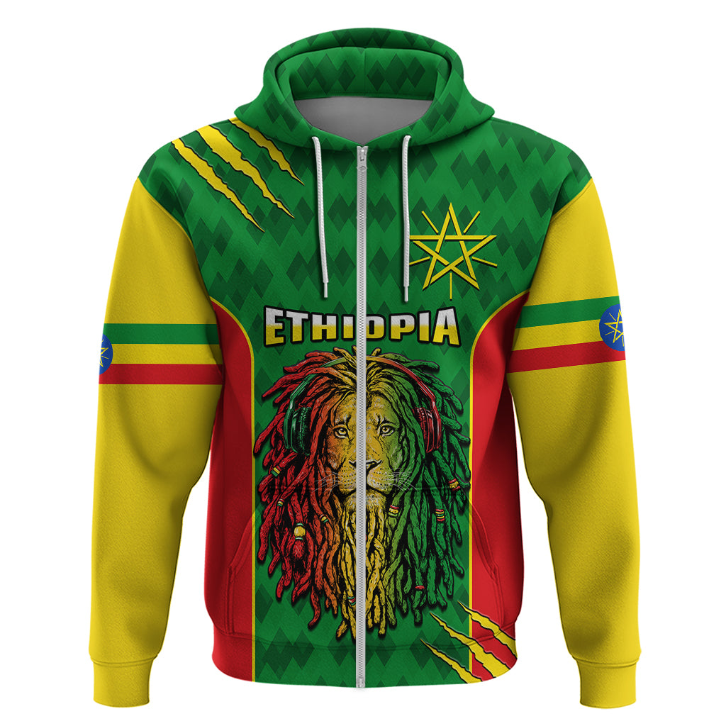 Custom Ethiopia Hoodie Mens Dreadlock Rasta Lion Headphones - Wonder Print Shop