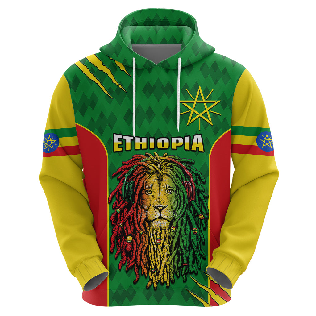 Custom Ethiopia Hoodie Mens Dreadlock Rasta Lion Headphones - Wonder Print Shop