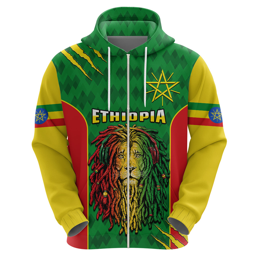 Custom Ethiopia Hoodie Mens Dreadlock Rasta Lion Headphones - Wonder Print Shop