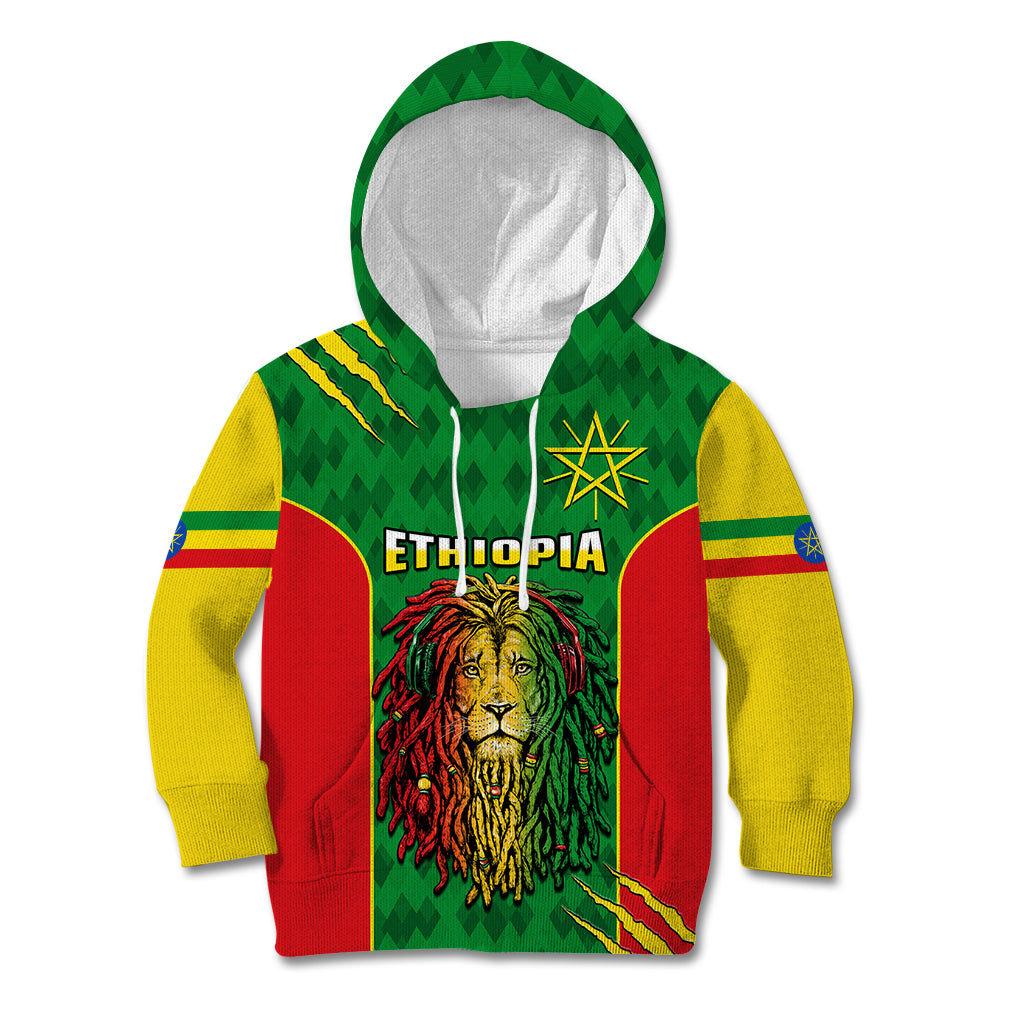 Personalised Ethiopia Kid Hoodie Men's Dreadlock Rasta Lion Headphones - Wonder Print Shop