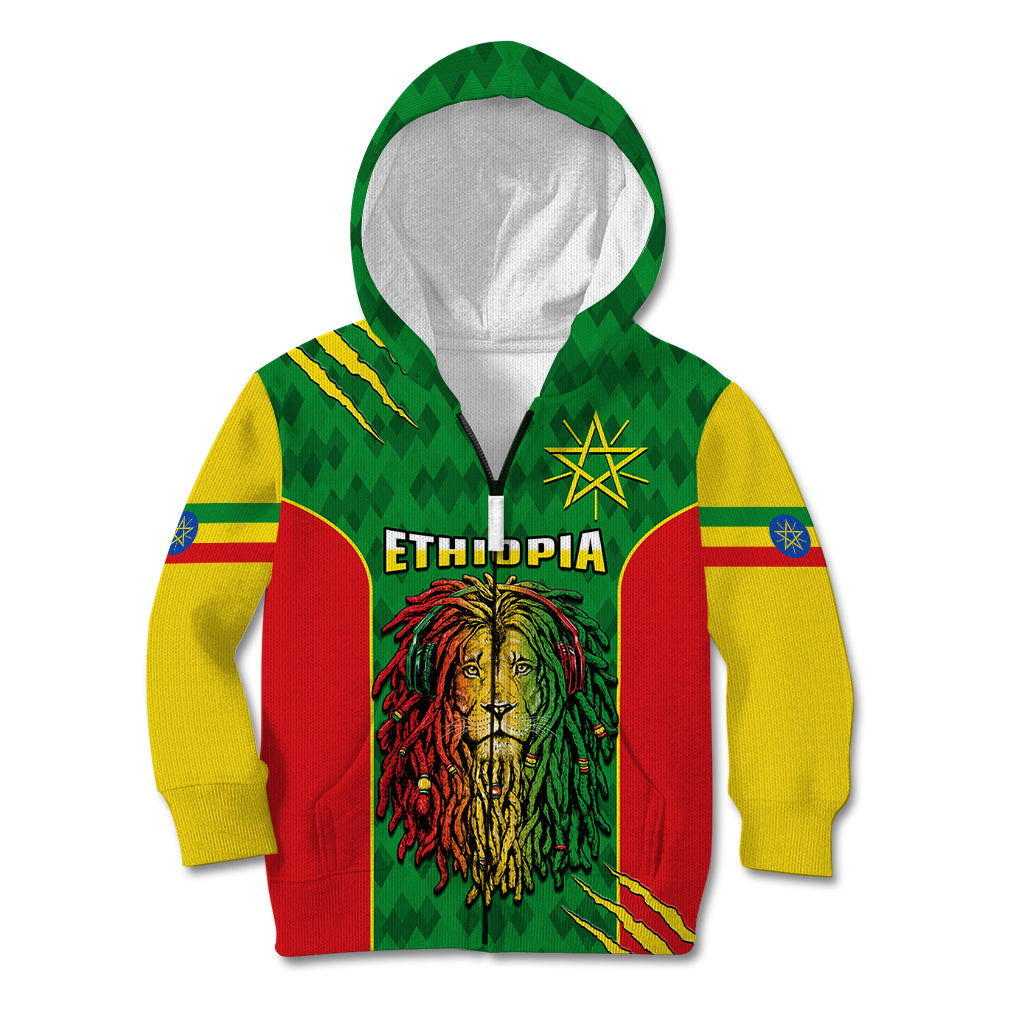 Personalised Ethiopia Kid Hoodie Men's Dreadlock Rasta Lion Headphones - Wonder Print Shop