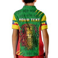 Custom Ethiopia Polo Shirt for Kid Mens Dreadlock Rasta Lion Headphones - Wonder Print Shop