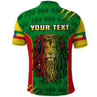 Custom Ethiopia Polo Shirt Mens Dreadlock Rasta Lion Headphones - Wonder Print Shop