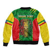 Personalised Ethiopia Sleeve Zip Bomber Jacket Men's Dreadlock Rasta Lion Headphones - Wonder Print Shop