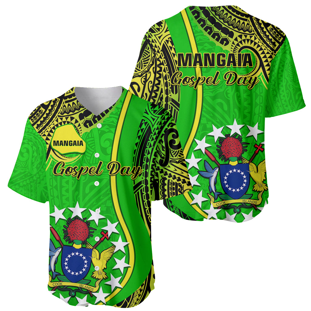Polynesian Pride Cook Islands Baseball Jersey Mangaia Gospel Day Green Version - Wonder Print Shop