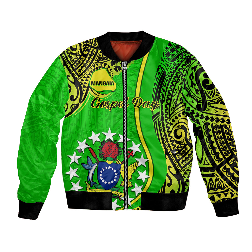 Polynesian Pride Cook Islands Bomber Jacket Mangaia Gospel Day Green Version - Wonder Print Shop