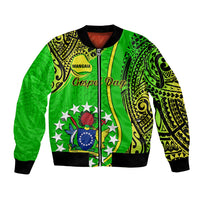 Polynesian Pride Cook Islands Bomber Jacket Mangaia Gospel Day Green Version - Wonder Print Shop