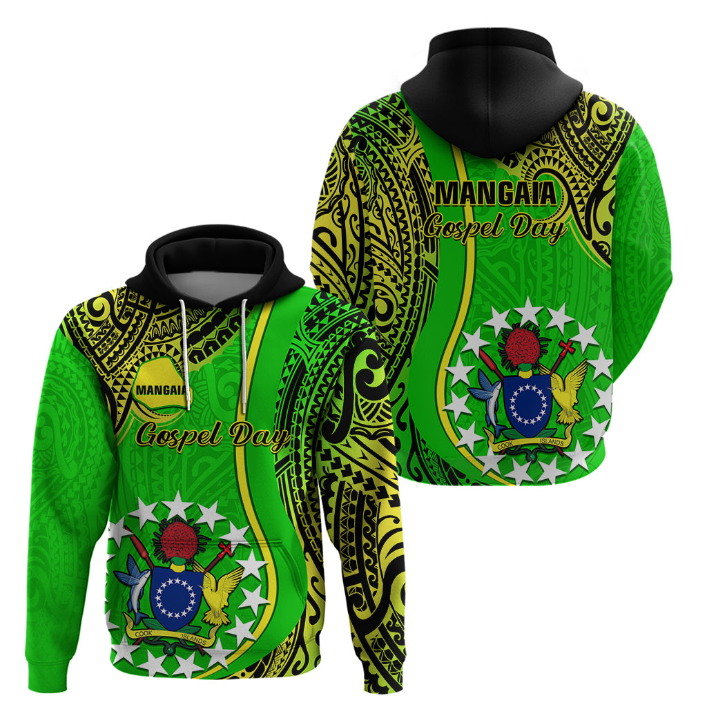 Polynesian Pride Cook Islands Hoodie Mangaia Gospel Day Green Version - Wonder Print Shop