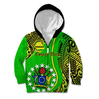 Polynesian Pride Cook Islands Kid Hoodie Mangaia Gospel Day Green Version - Wonder Print Shop