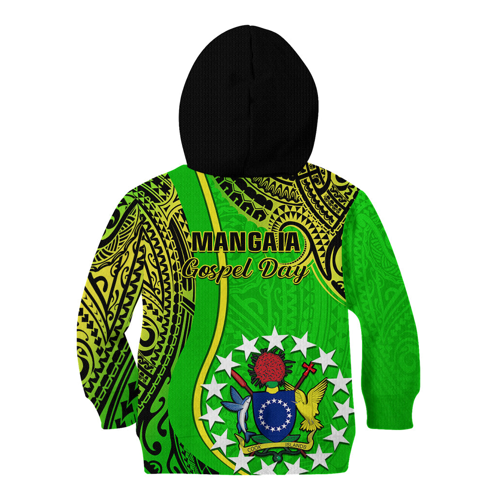Polynesian Pride Cook Islands Kid Hoodie Mangaia Gospel Day Green Version - Wonder Print Shop
