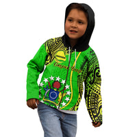 Polynesian Pride Cook Islands Kid Hoodie Mangaia Gospel Day Green Version - Wonder Print Shop