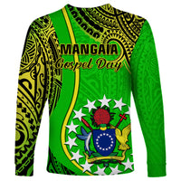 Polynesian Pride Cook Islands Long Sleeve Shirt Mangaia Gospel Day Green Version - Wonder Print Shop