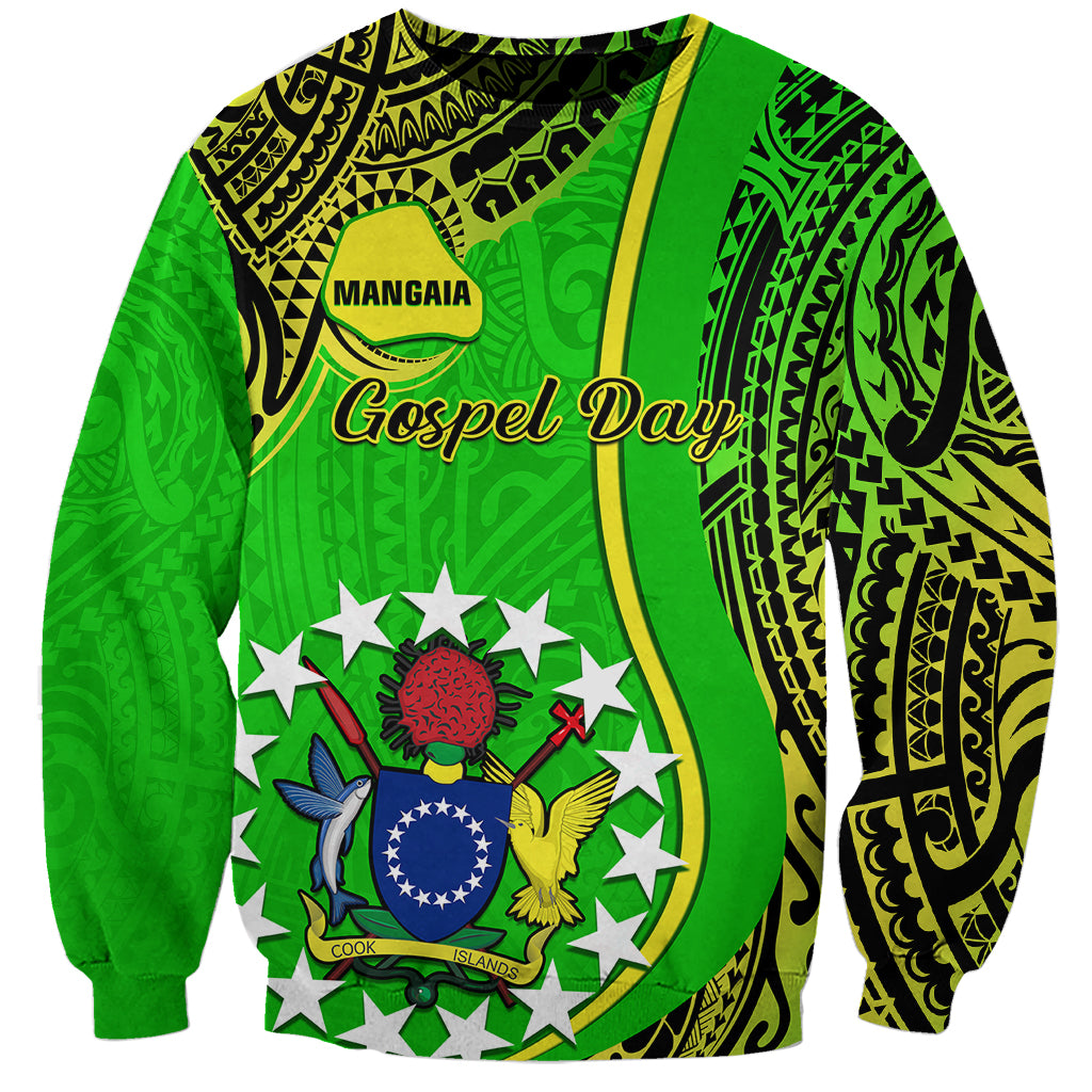 Polynesian Pride Cook Islands Sweatshirt Mangaia Gospel Day Green Version - Wonder Print Shop