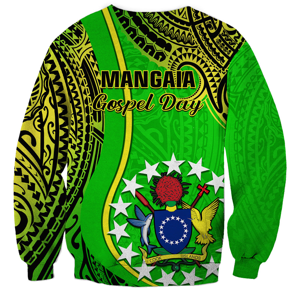 Polynesian Pride Cook Islands Sweatshirt Mangaia Gospel Day Green Version - Wonder Print Shop